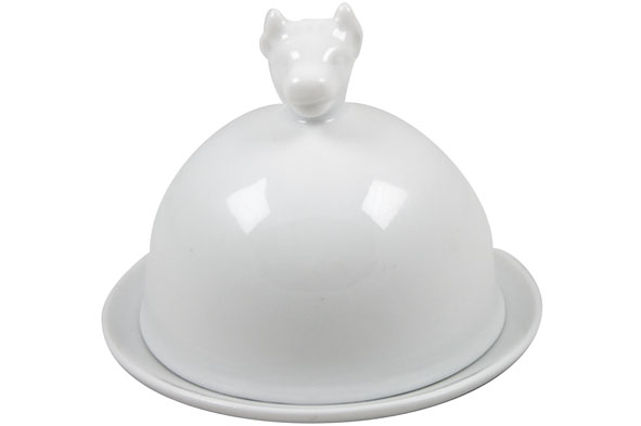 Beurrier porcelaine+ cloche D9,5cm
